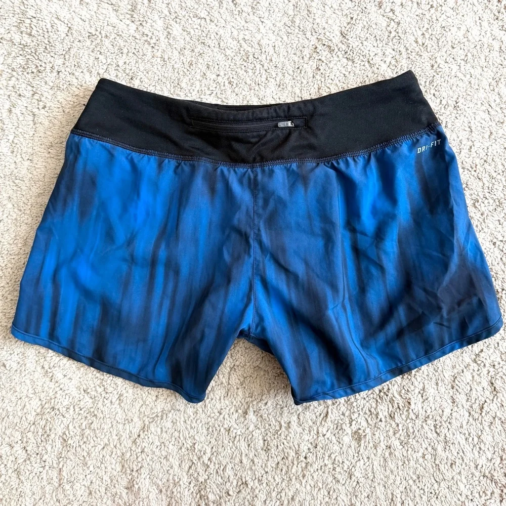 Nike Womens Shorts Size S Small Blue Black Dri Fit Running Athletic Fitness Gym